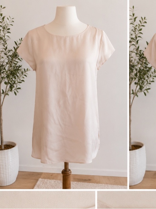 Cuyana Tops - Cuyana 100% Silk Short Sleeve Blouse – Blush / Light Nude – Medium